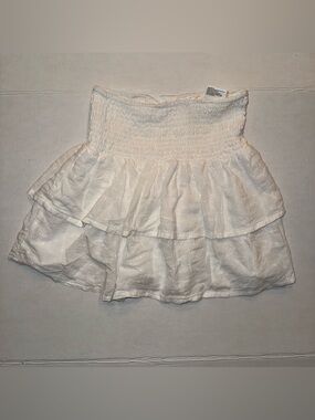 H&M White Smocked Tiered Ruffle Skirt - Girls